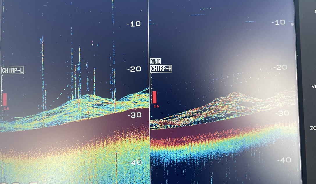 岡山県漁船HORIZON 真鯛 魚探反応