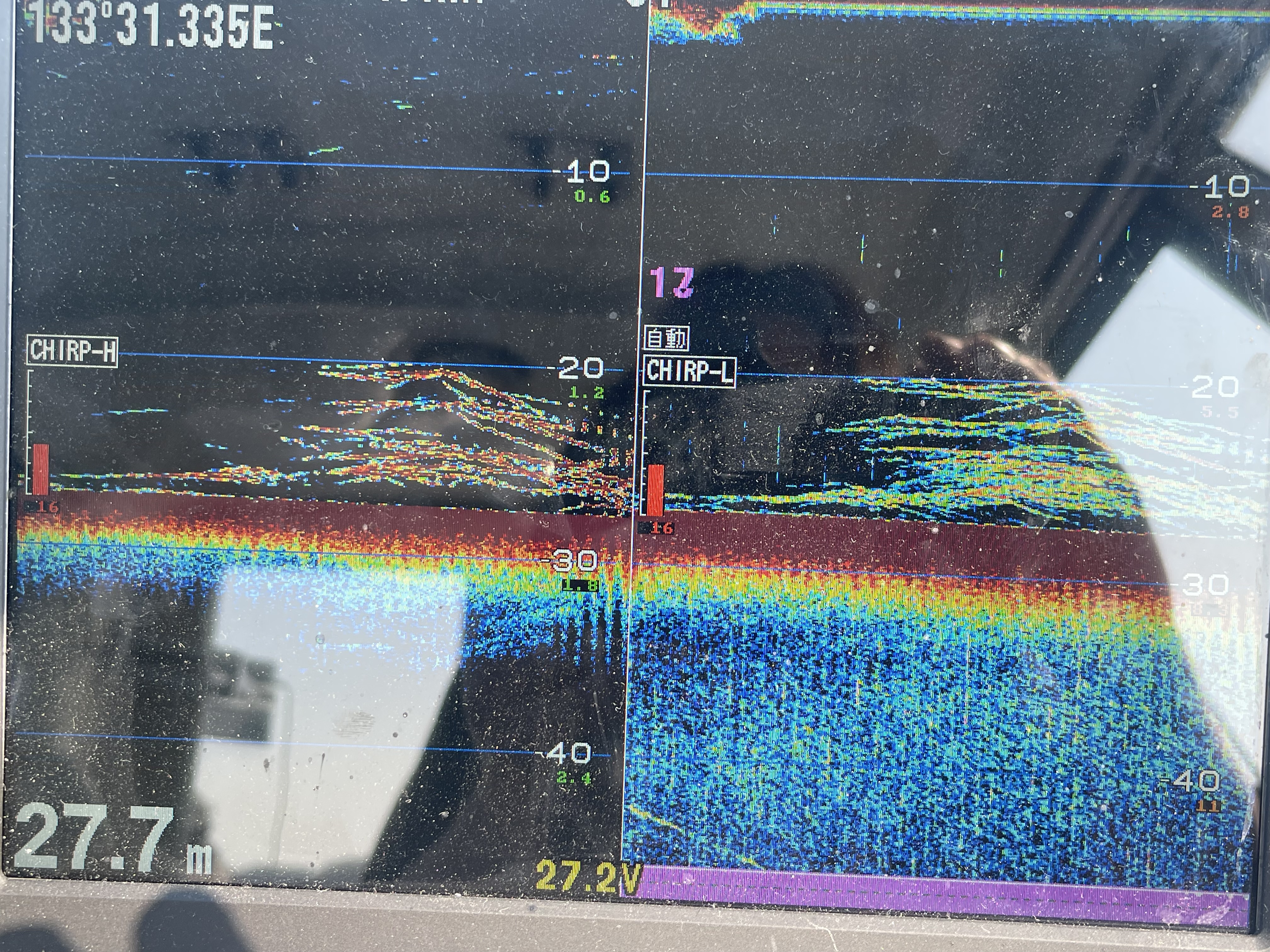 岡山遊漁船Horizon(ホライズン)2026年3月21日(土)一つテンヤの魚探反応