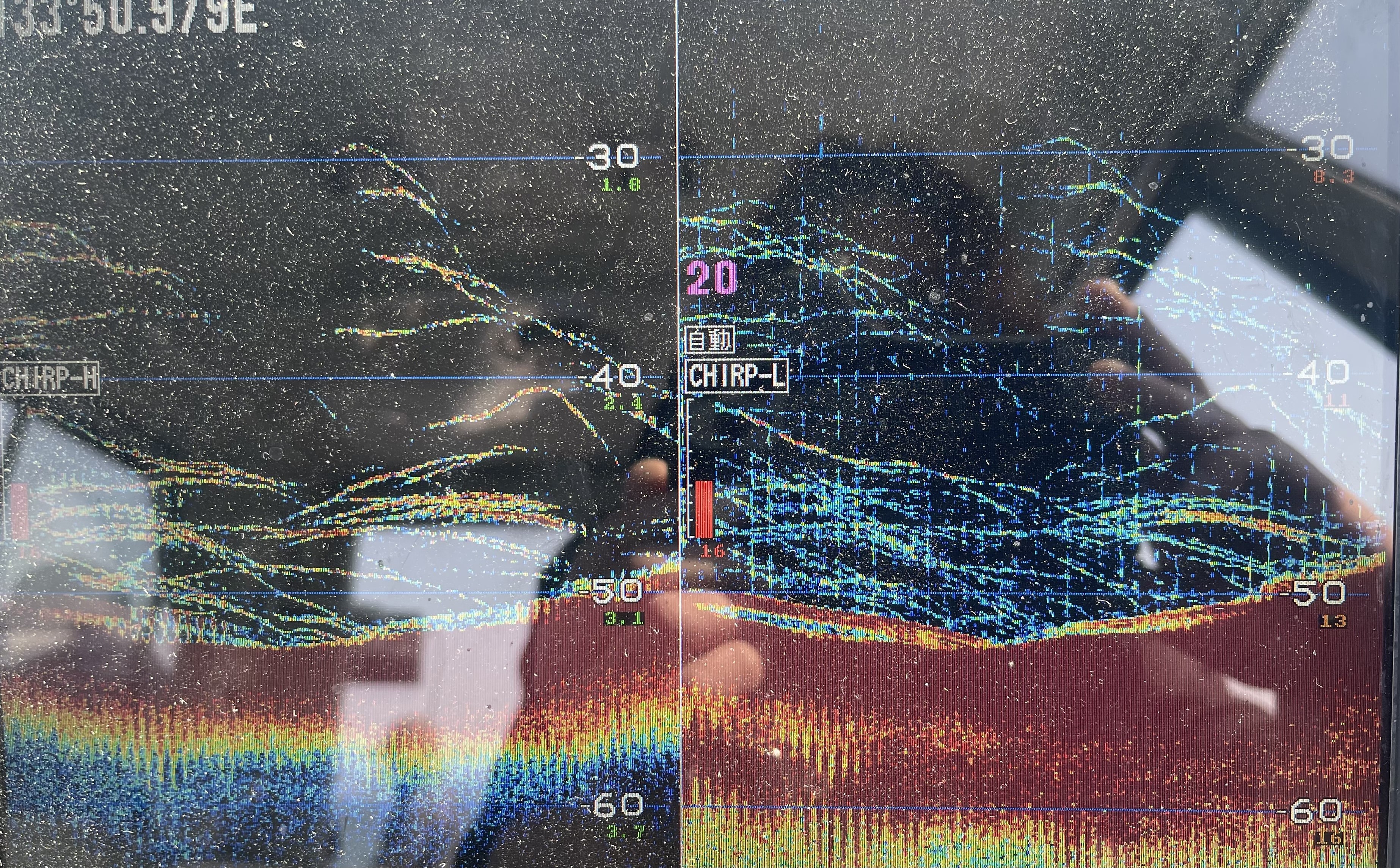 岡山遊漁船Horizon(ホライズン)2026年3月21日(土)一つテンヤの魚探反応